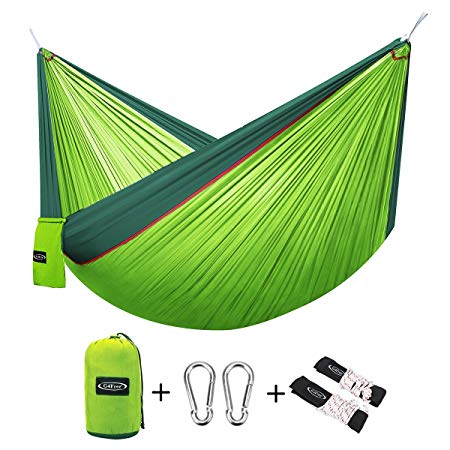 G4Free Double Camping Hammock (2 person)- Lightweight Portable Parachute Nylon 210T Camping Hammocks for Backpacking,Backyard, 660lbs(118