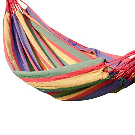 Adeco Naval-Style Cotton Fabric Canvas Hammock Tree Hanging Suspended Outdoor Indoor Bed Cayenne Color, 63