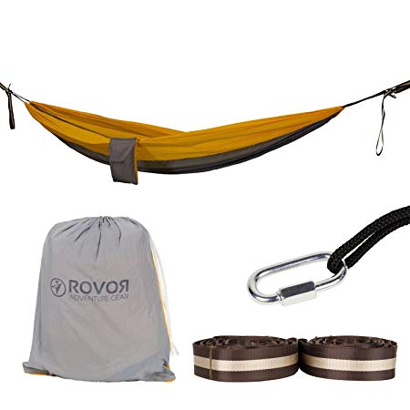 Rovor Chill-Solo Backpacking Camping Hammock with Quadruple Stitching, Includes Tree Hammock Straps and Carabiners | The Chill-Solo Makes a Great 1 Person Portable Hammock