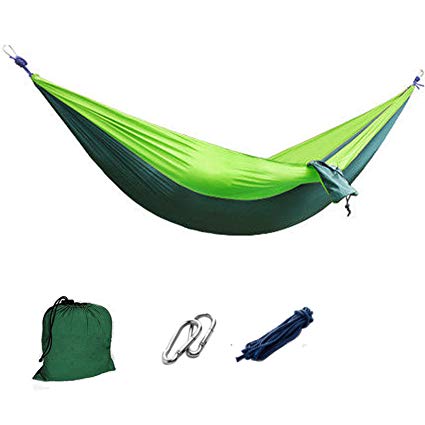 Suyi Double Camping Hammock Swing Set with Tree Straps and Carry Bag,Lightweight Portable Folding Nylon Parachute Hammocks for Travel Garden Outdoor Camp Hiking Backpacking