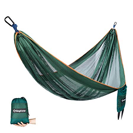 KingCamp Camping Hammock, New Breathable Lightweight Portable Mesh Hammocks for Outdoor Patio, Beach and Hiking, 2 Tree Straps Included