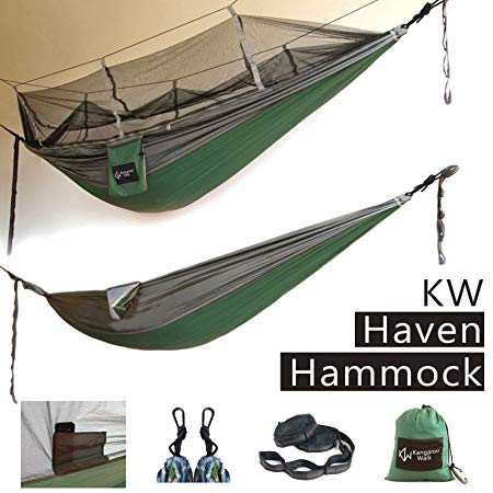 Haven Hammock by Kangaroo Walk • All in One Bundle with Easy Setup • Mosquito Net Protection Optional • Quality Portable & Lightweight Tree Camping Hammock • New Product, Limited Special Price