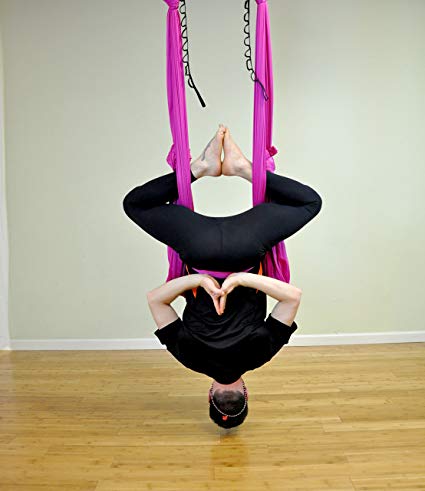 Deluxe Aerial Yoga Hammock (Yoga Swing for Trx, Aerial Yoga, Antigravity) (Fuscia Fizz)