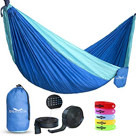 Double Hammock, XL, Fits 2 - (up to 400 lbs.) for Outdoors, Camping, Hiking, Beach, Yard, Top Quality portable Parachute Nylon, Weather Resistant, 118