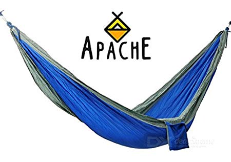 Apache Outdoor Nylon Camping Hammock for Two, Premium, Lightweight, Compact & Portable for Camping, Hiking, Backyard Lounging & More Made of Durable Parachute Nylon