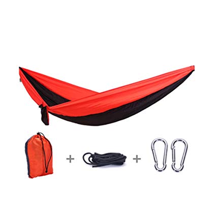 Portable Camping Hammock, Hiking Hammock 600Ib Anti-fade Washable Lightweight Single Nylon Parachute Camping Hammock for Backyard, Porch, Outdoor and Indoor Use