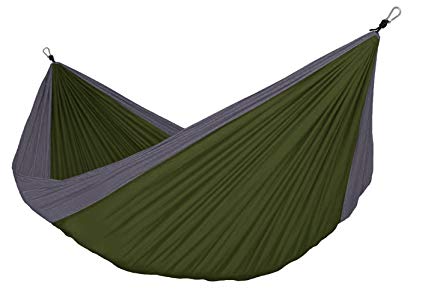 Lightweight Double Hammock — Nylon Hammock — Perfect for Camping, Hiking, Hunting, Backpacking & Travel — Durable & Portable — Ripstop Fabric — Accommodates 2 Adults