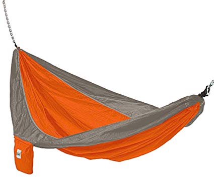 Hammaka Parachute Silk Lightweight Portable Double Hammock In Orange / Grey