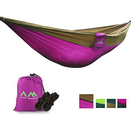 Arctic Monsoon Single Hammock, 210T Parachute Portable Hanging Bed for Camping Relaxing