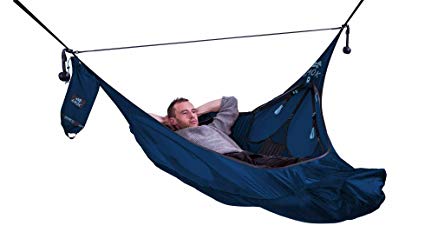 Amok Equipment Flat Lay Camping Hammock with Mosquito Net and Suspension Kit. Portable Hammock for One Person that can be turned into a Chair.