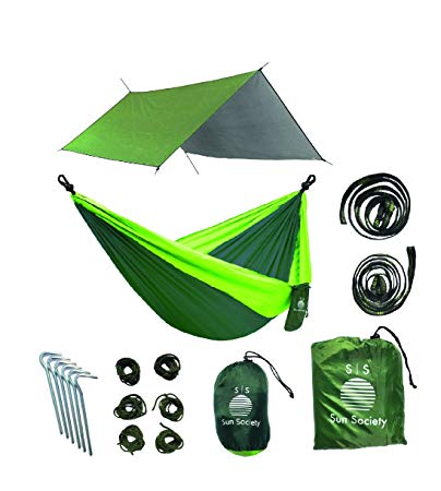 Extra Large Lightweight Ripstop Camping Hammock and Waterproof Rainfly Bundle. High Quality Camping Gear for the Serious Camper.