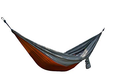 The Portable Hammock - Parachute Nylon Fabric Hammock – Ultralight and strong – Perfect for outdoors, camping, hiking, backpacking, traveling or relaxing - Nylon Ropes and Steel Carabiners included