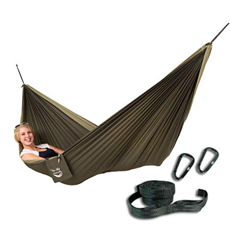 Blue Sky Outdoor Couple's Double Ultralight Hammock with Free Tree Straps, Green