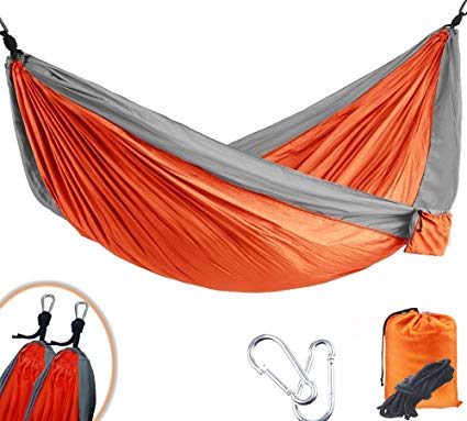 Wanqiu Camping Hammock - Single&Double Ultra-lightweight Parachute Nylon Hammock for the Outdoors Backpacking Survival Travel Beach Yard